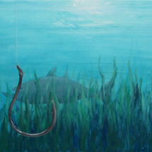 phishing | mixed media on hardboard, 100 x 70 cm